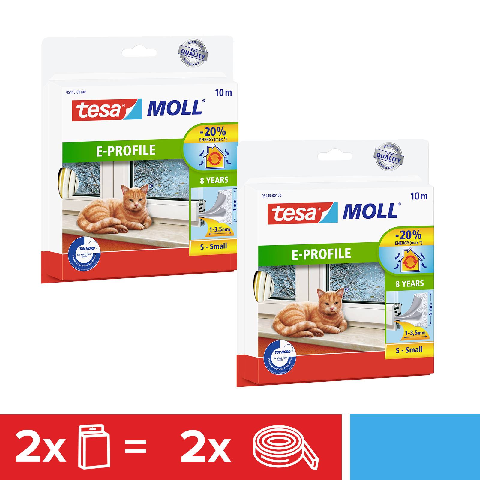 tesa 05445-00500-00 Герметизуюча стрічка E-PROFIL (Д x Ш) 10 м x 9 мм 10 м 2 шт.