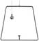 Minimalistyczna, nowoczesna lampa z geometryczną ramą i zawieszonym źródłem światła. Prezentuje elegancki, prosty design.