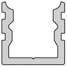 Rysunek techniczny wielostopniowego profilu metalowego o złożonym kształcie, przedstawiający różne poziomy i kąty na bokach elementu.