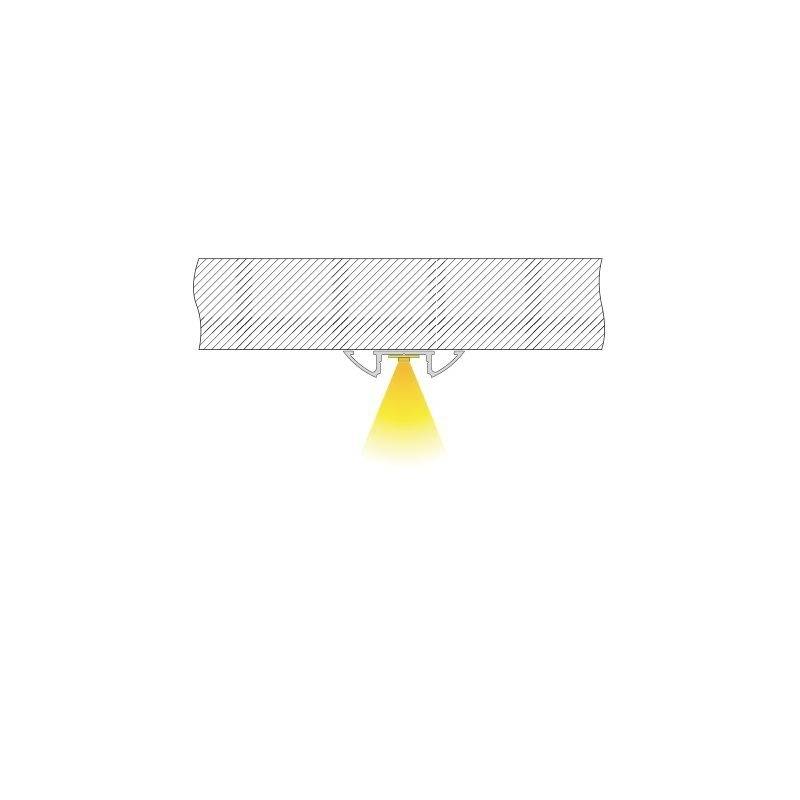 Diagram reflektora sufitowego, który emituje światło w dół w formie stożka.