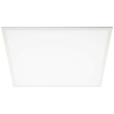 Prostokątna, biała lampa sufitowa LED z delikatną ramką.