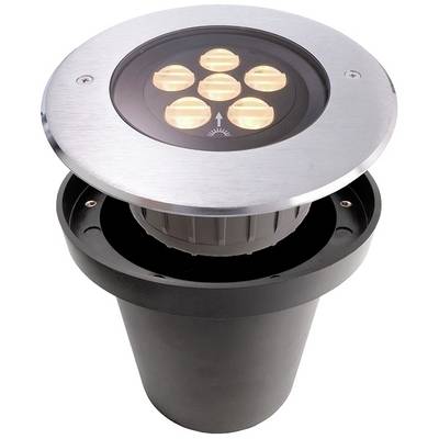 Oprawa najazdowa z metalu z sześcioma widocznymi lampami LED, idealna do oświetlenia zewnętrznego w ogrodach lub na podjazdach.