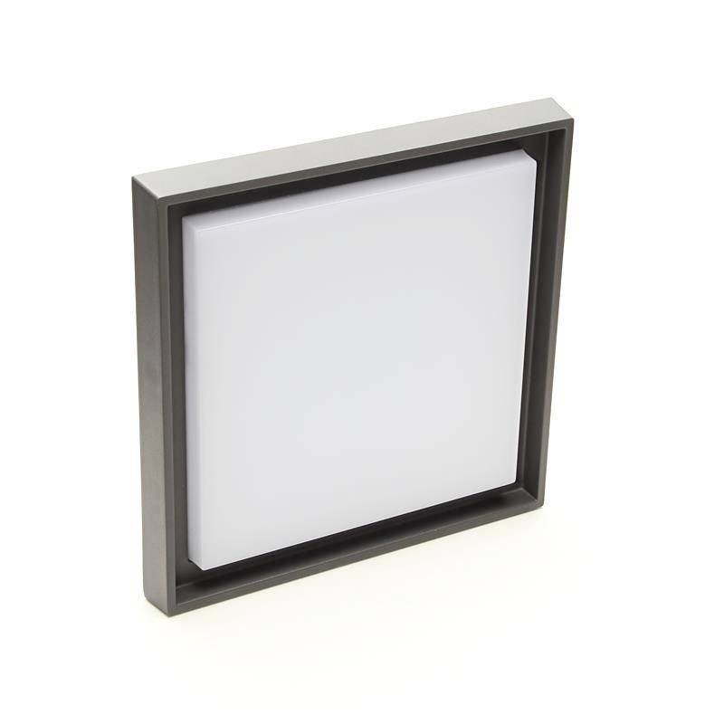 Kwadratowa lampa sufitowa LED z czarną ramą i białym dyfuzorem. Idealna do nowoczesnych wnętrz.