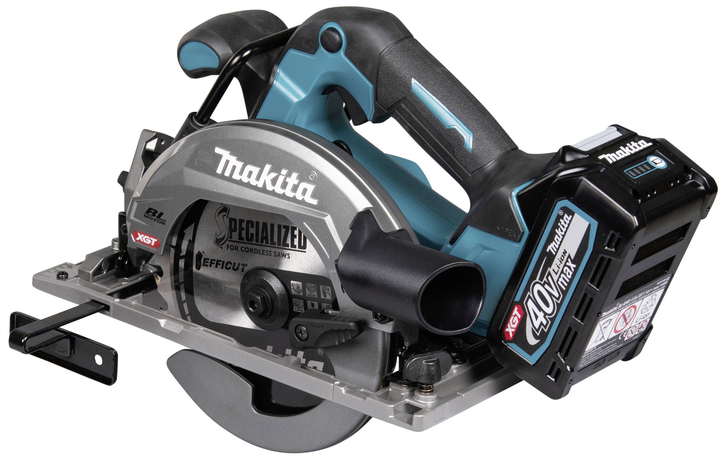 Акумуляторна дискова пилка Makita HS012GD201 40V. Максимальна глибина різання (90°) 57 мм