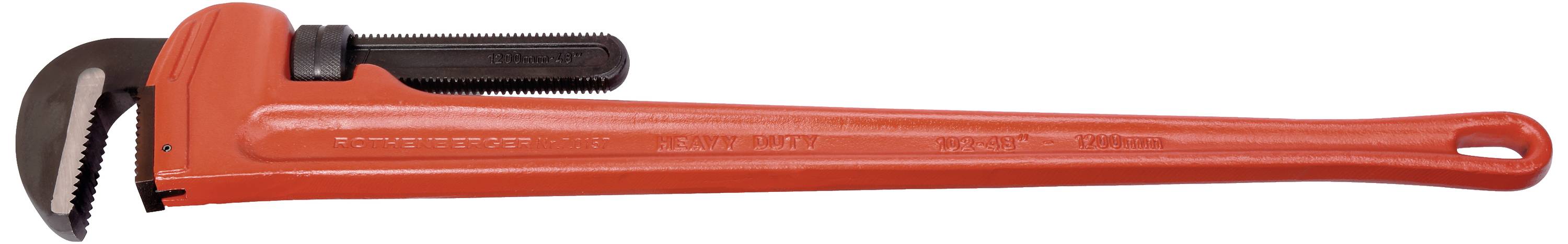 Czerwone szczypce do rur na białym tle, wykonane z metalu z ząbkowanym uchwytem, używane do instalacji hydraulicznych.