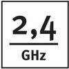 '2,4 GHz' białymi cyframi na czarnym tle.