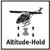 Helikopter z symbolem utrzymywania wysokości i napisem 'Altitude-Hold'. Ilustruje to zdolność helikoptera do automatycznego utrzymywania zadanej wysokości lotu.