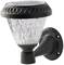 Lampa zewnętrzna z panelem solarnym, w kształcie diamentowego szkła, mocowana do ściany, przeznaczona do oświetlania ścieżek lub ogrodów.