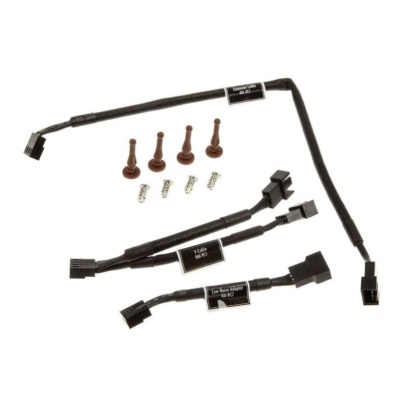 Zestaw kabli do komputera z trzema różnymi przewodami przyłączeniowymi i małymi złączkami. Idealny do wewnętrznych połączeń sprzętowych.