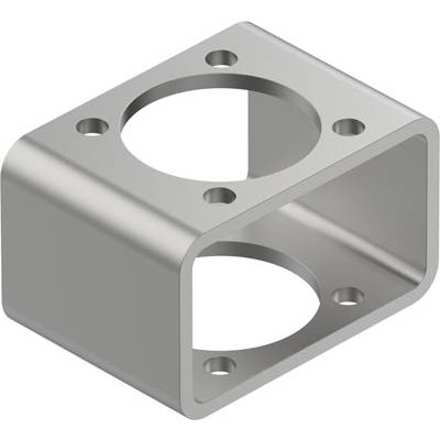 Zakrzywiony element metalowy z owalnymi i okrągłymi wyżłobieniami, przeznaczony do łączenia elementów w maszynach lub strukturach.