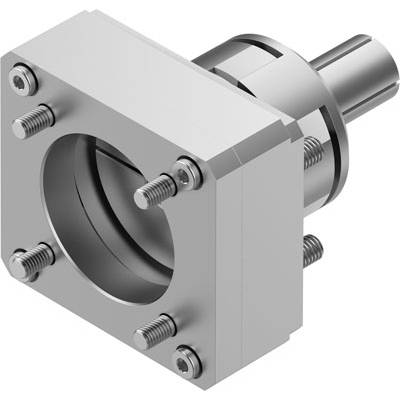 Metalowy element mechaniczny z wieloma śrubami i centralnym elementem cylindrycznym.
