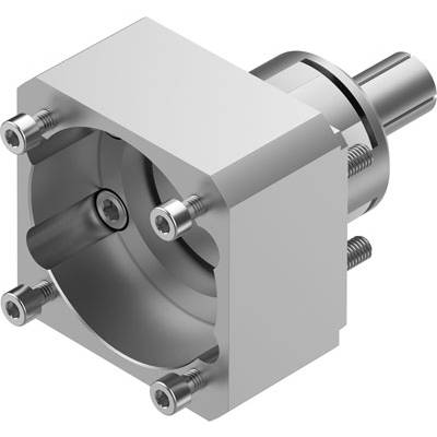 Metalowy element maszyny o kształcie prostopadłościanu z wieloma śrubami i cylindrami, umożliwiający połączenia techniczne.