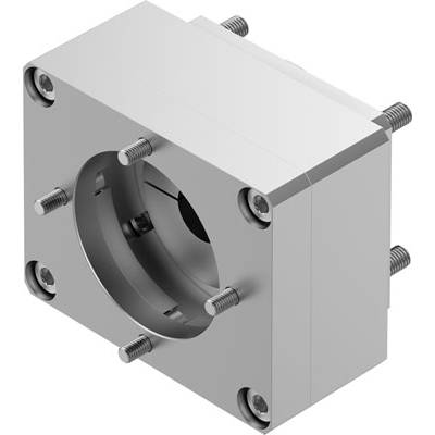 Masywny element metalowy z cylindrycznym otworem i wieloma śrubami.