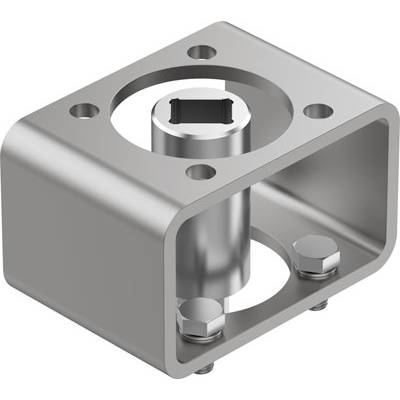 Metalowy uchwyt w kształcie prostokąta z okrągłym wycięciem u góry i dwoma śrubami u dołu, odpowiedni do połączeń mechanicznych.