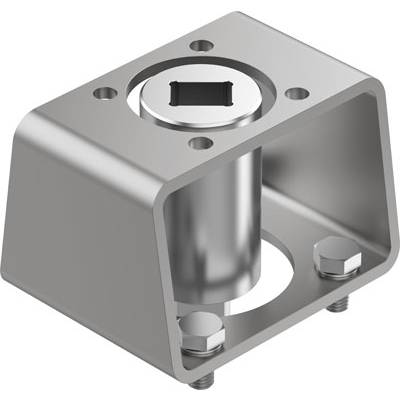 Srebrny element metalowy z dwoma śrubami, cylindryczną częścią środkową oraz kwadratowym otworem na górnej powierzchni.