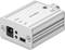 Prostokątne urządzenie IoT z gniazdami na 24V/DC, diodę LED i złącze USB. Obudowa jest srebrnego koloru i kompaktowa.