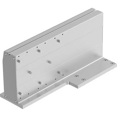 Metalowy uchwyt aluminiowy z otworami na śruby i płaską, prostokątną podstawą.