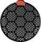 Okrągła siatka z czarnych, sześciokątnych plastrów. U góry zaznaczony czerwony sześciokąt.