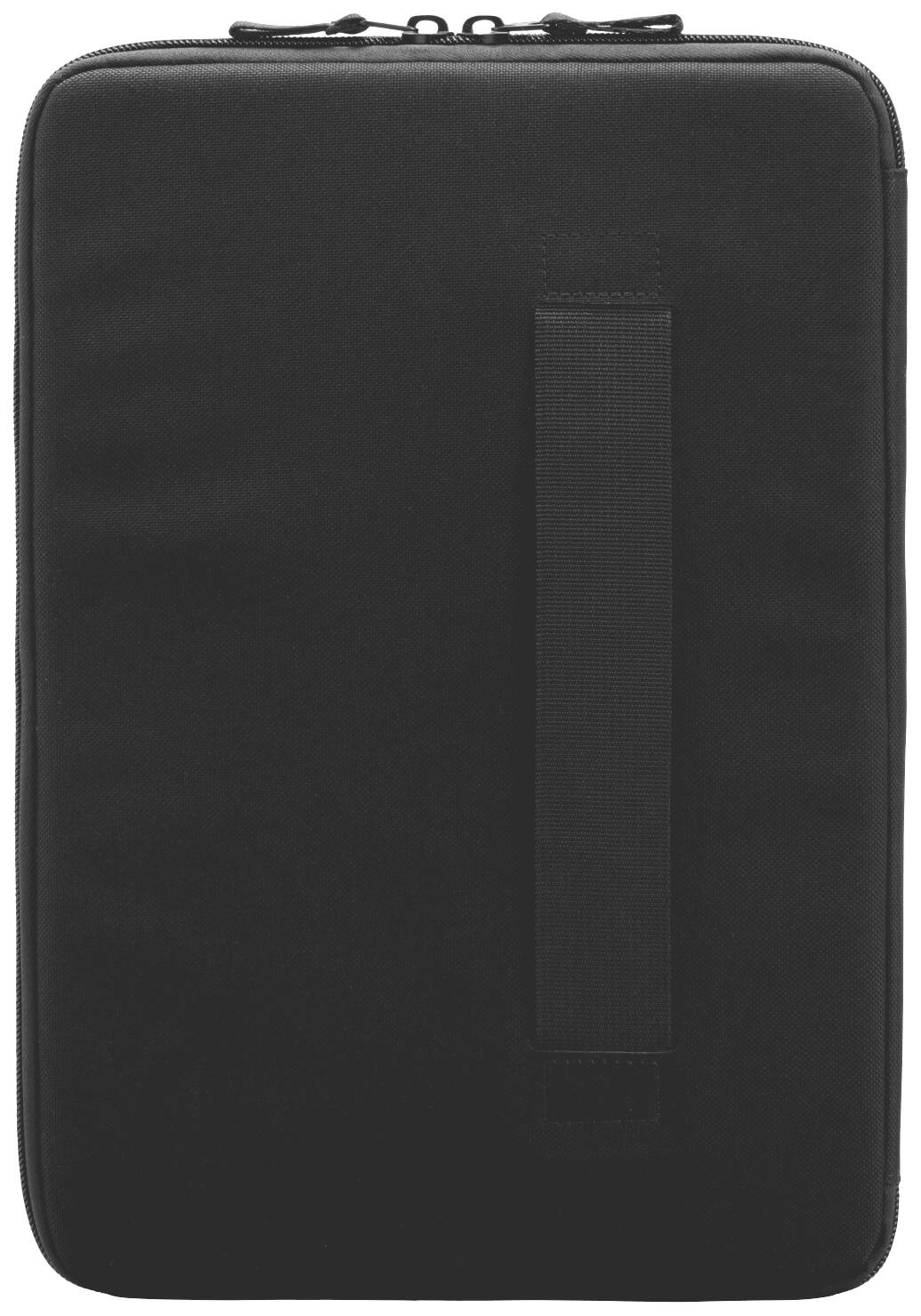 Czarna torba ochronna na laptopa z zamkiem błyskawicznym i uchwytem do przenoszenia.