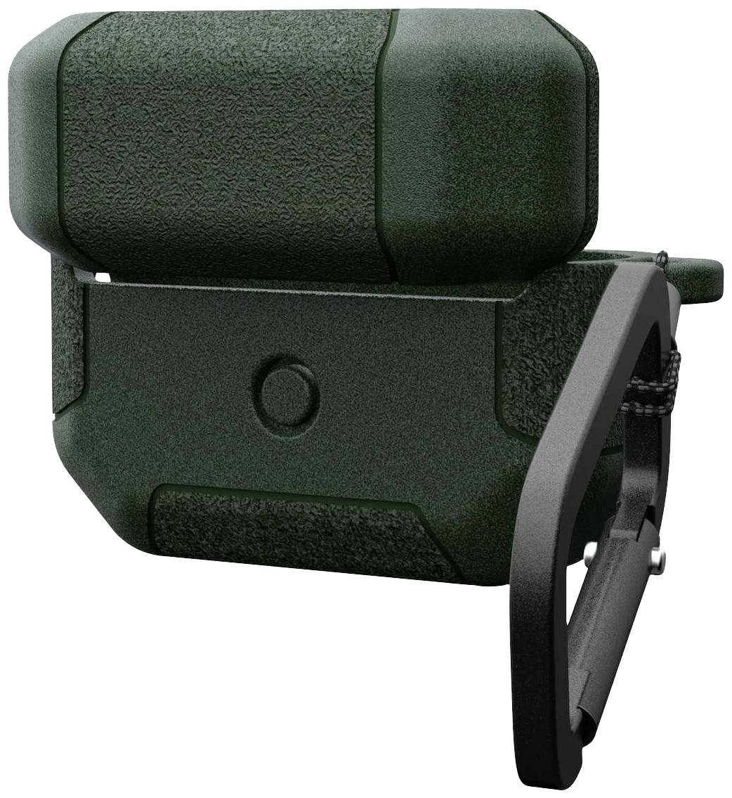 Zielony, prostokątny obiekt z czarną rączką, prawdopodobnie urządzenie lub element wyposażenia.