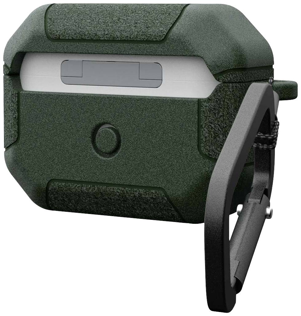 Solidny, zielony pokrowiec z bezpiecznym zamknięciem, przedstawiony pod skosnym kątem. Idealny do ochrony mniejszych urządzeń.