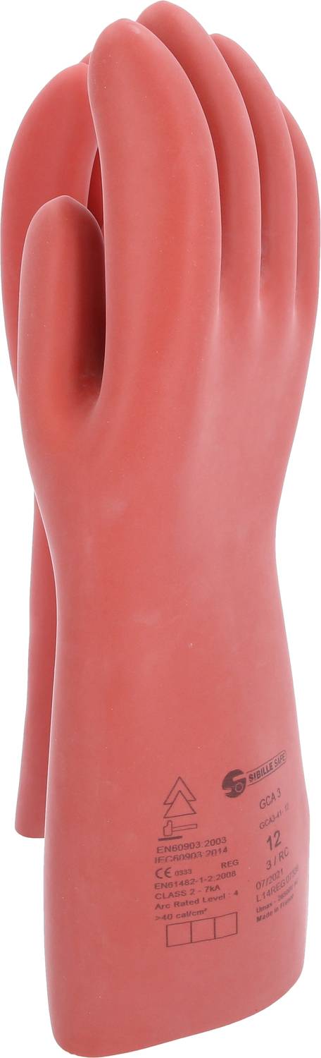 Rękawica izolacyjna z czerwonego kauczuku, wytrzymała i odpowiednia do ochrony elektrycznej.