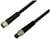Czarny kabel z dwoma złączami na końcach. Jeden koniec posiada trzy styki; drugi koniec jest wyposażony w gniazdo. Odpowiedni do zastosowań przemysłowych.