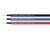 Trzy kable SOLARFLEX®-X w kolorach czarnym, niebieskim i czerwonym z napisem 'HELUKABEL' i danymi technicznymi, przeznaczone do instalacji solarnych.