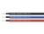 Trzy kable w kolorach czarnym, niebieskim i czerwonym z napisem: HELUKABEL® SOLARFLEX®-X H1Z2Z2-K TÜV CE.