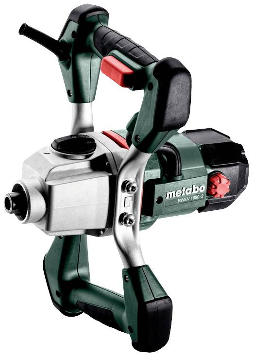 Zielony ręczny mikser do zapraw z czarnym uchwytem i czerwonym akcentem, z nazwą marki na urządzeniu.