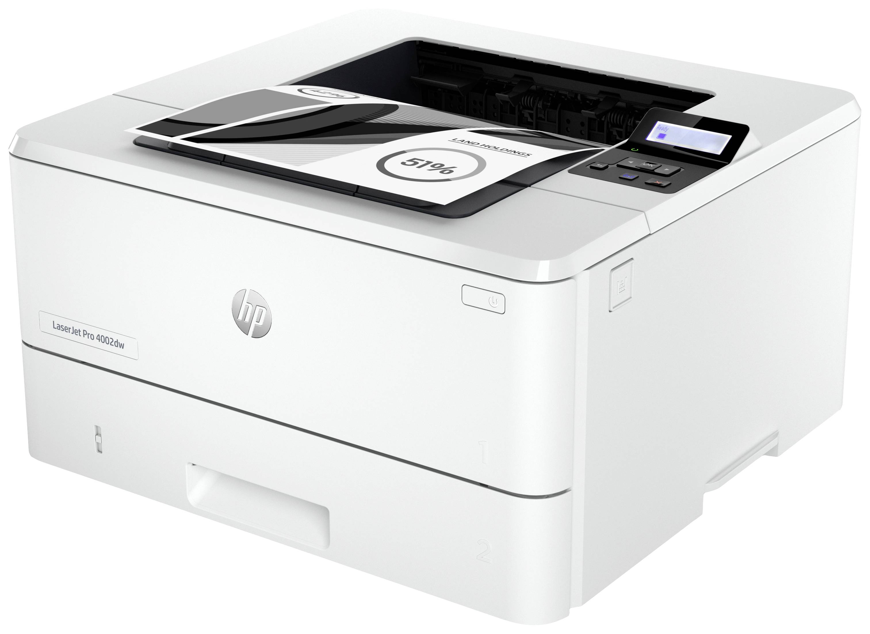 Лазерний принтер HP LaserJet Pro 4002 dw, чорно-білий, A4, 40 сторінок/хв, 4800 x 600 dpi, Bluetooth, дуплексний друк, LAN, WLAN, 