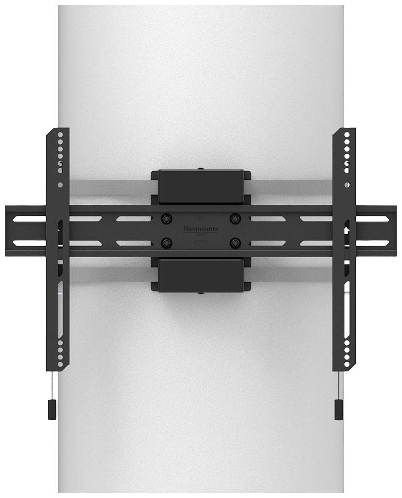 Uchwyt telewizora zamontowany na białej ścianie.