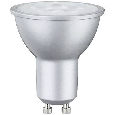Reflektor LED z gniazdem GU10, obudowa w kolorze srebrnym, odpowiedni do energooszczędnych zastosowań w pomieszczeniach mieszkalnych i komercyjnych.