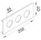 Rysunek prostokątnego panelu z trzema okrągłymi otworami. Wymiary: 250 mm długości, 45 mm wysokości, 10 mm głębokości.