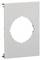 Szara, prostokątna płyta maskująca z okrągłym wycięciem pośrodku, odpowiednia do instalacji gniazd elektrycznych lub włączników.