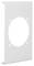 Biała, prostokątna pokrywa z dużym owalnym otworem pośrodku i czterema mniejszymi otworami w narożnikach.