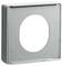Szary, kwadratowy ramka z okrągłym otworem pośrodku. Ramka posiada zaokrąglone rogi.