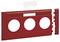 Czerwona potrójna rama z trzema okrągłymi wycięciami; lewa strona brakuje, przezroczyste przykrycie od góry.