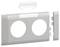 Biała plastikowa osłona z dwoma okrągłymi wycięciami, rozłożona na części. Jest stosowana w instalacjach elektrycznych.