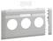 Szara płyta osłonowa z trzema okrągłymi otworami, przedstawiona w stanie rozłożonym, ukazuje różne komponenty.