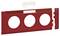 Czerwony zestaw ramek maskujących z trzema otworami okrągłymi i zdejmowaną górną częścią.