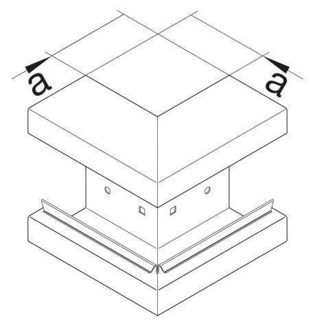 Rysunek techniczny połączenia narożnego z dwoma symetrycznymi oznaczeniami 'a', przedstawiający szczegóły geometryczne i wymiary.