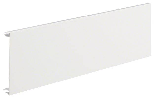 Biała listwa przypodłogowa, prostokątna, do montażu naściennego.