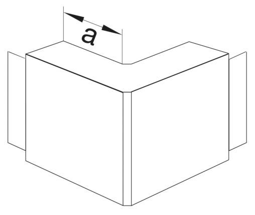 Diagram prostopadłego złącza narożnego profilu aluminiowego z oznaczeniem a dla szerokości profilu.