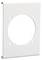 Biała prostokątna płyta metalowa z okrągłym otworem pośrodku i czterema otworami mocującymi w narożnikach.