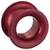 Czerwony metalowy tunel do rozciągniętych otworów w uszach, o cylindrycznym kształcie z szerokimi krawędziami.