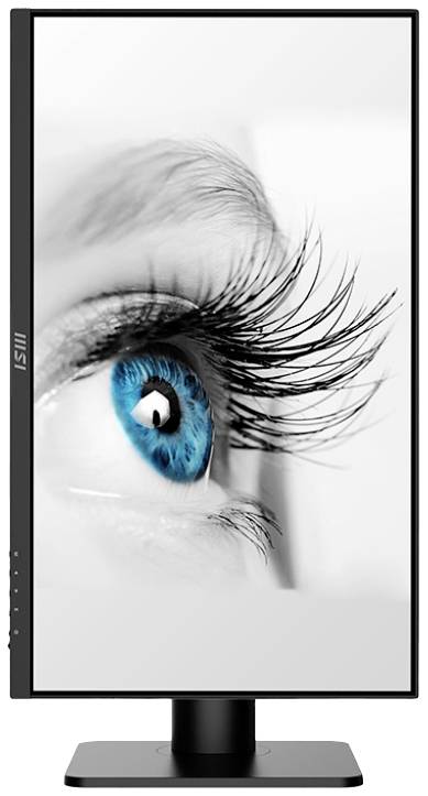 Zbliżenie oka z jasnoniebieskią tęczówką i długimi rzęsami wyświetlane na ekranie komputera.