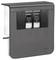 Szaro-czarna elektryczna jednostka łącznikowa z dwoma przełącznikami, odpowiednia do instalacji mieszkaniowych lub biurowych.