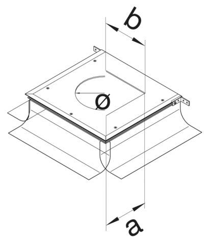 Rysunek techniczny kwadratowego otworu wentylacyjnego z wymiarami 'a', 'b' oraz średnicą 'ø'.