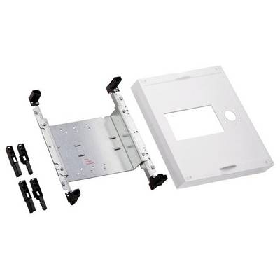 Metalowa szyna z mocowaniami i białą plastikową osłoną, prawdopodobnie do montażu urządzeń elektronicznych.